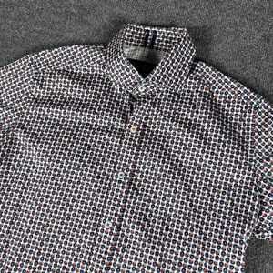 Robert Graham Button Up Flip Cuff Short Sleeve Shirt Mens Small Floral